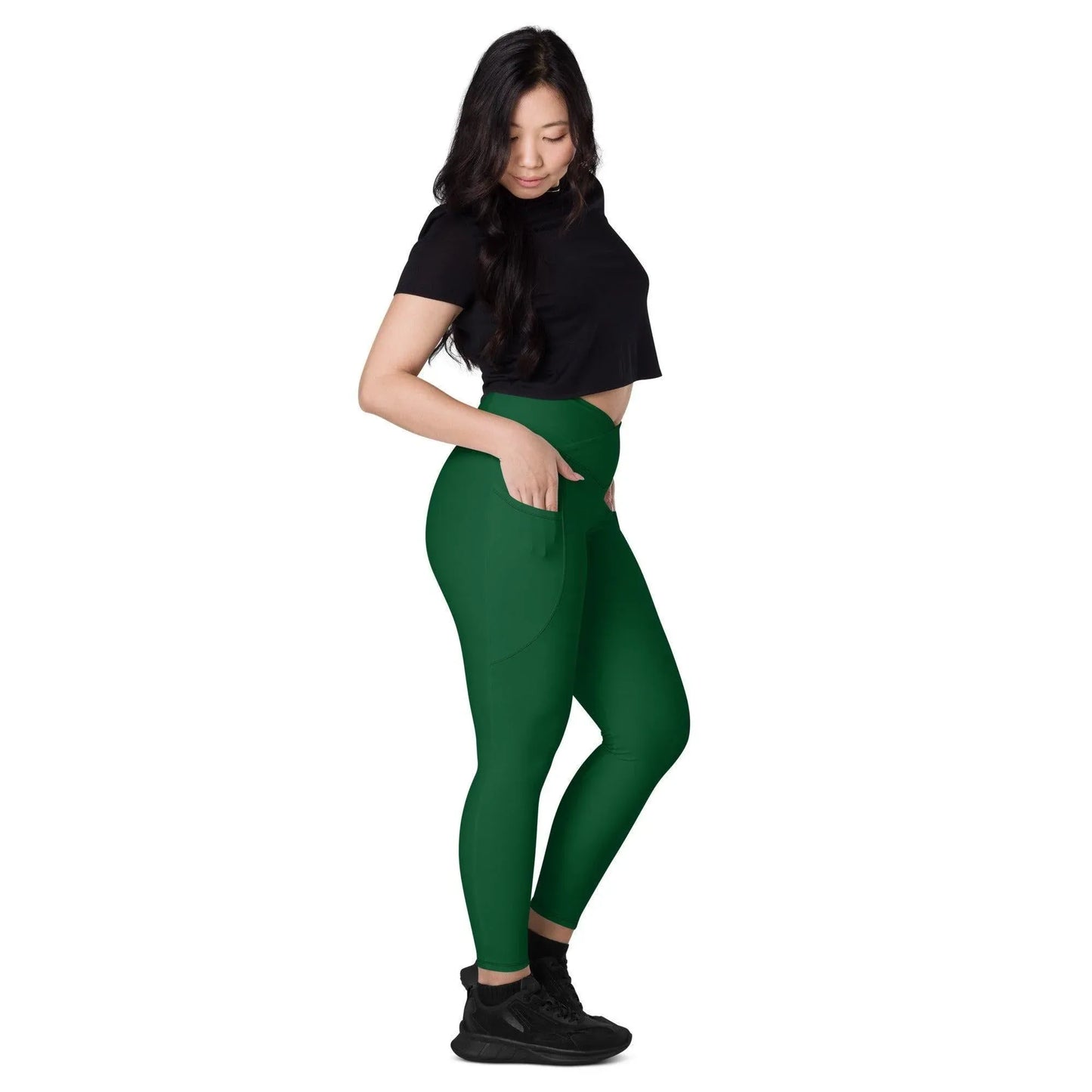 forest-green-damen-v-bund-leggings-mit-taschen-v-bund-leggings-jlr-design-3 - JLR Design
