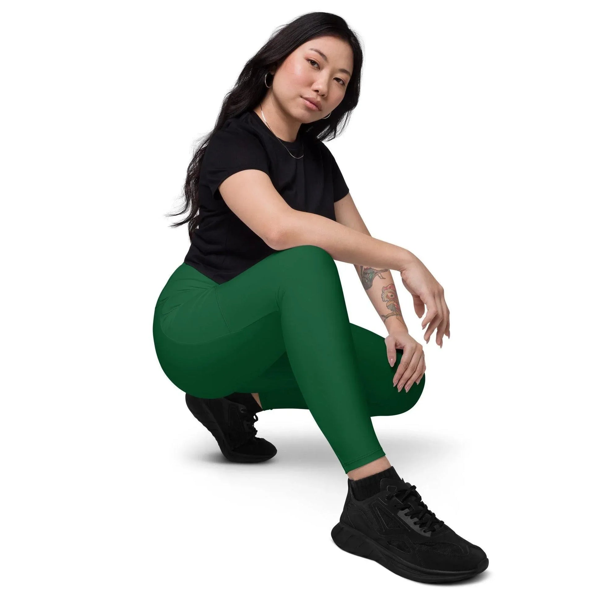 forest-green-damen-v-bund-leggings-mit-taschen-v-bund-leggings-jlr-design-4 - JLR Design