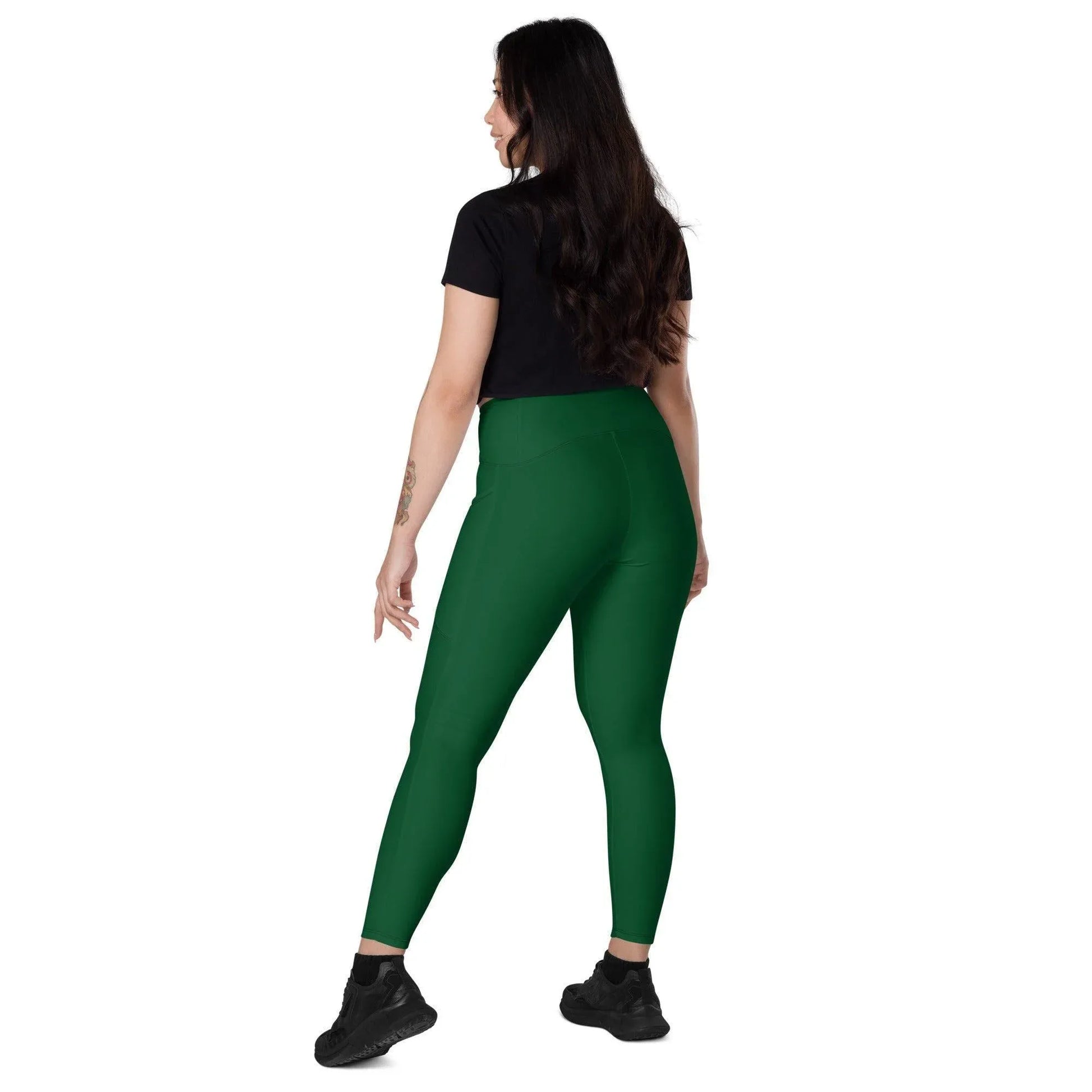 forest-green-damen-v-bund-leggings-mit-taschen-v-bund-leggings-jlr-design-5 - JLR Design