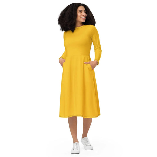 gelbes-langarmliges-midikleid-midikleid-jlr-design-1 - JLR Design