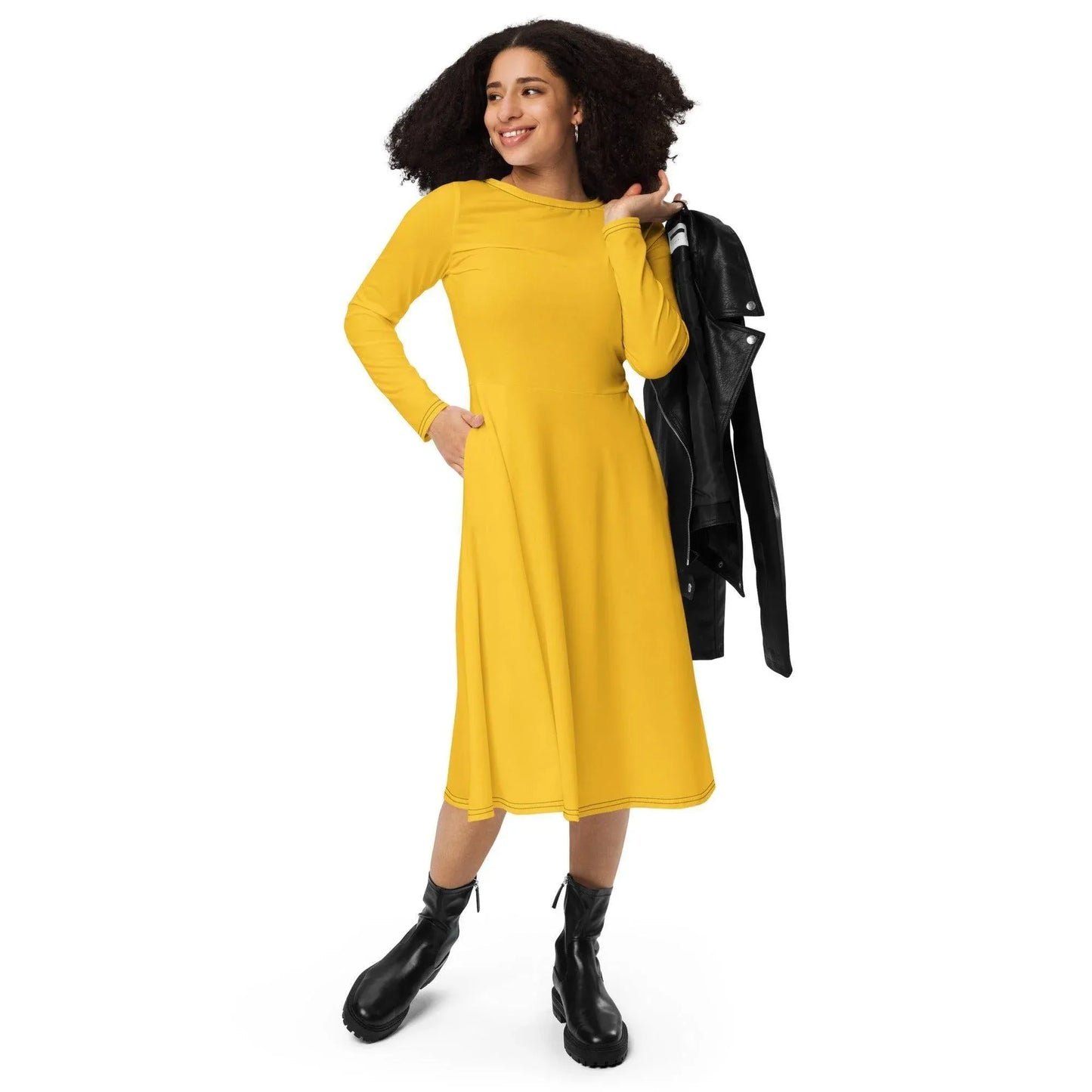 gelbes-langarmliges-midikleid-midikleid-jlr-design-2 - JLR Design