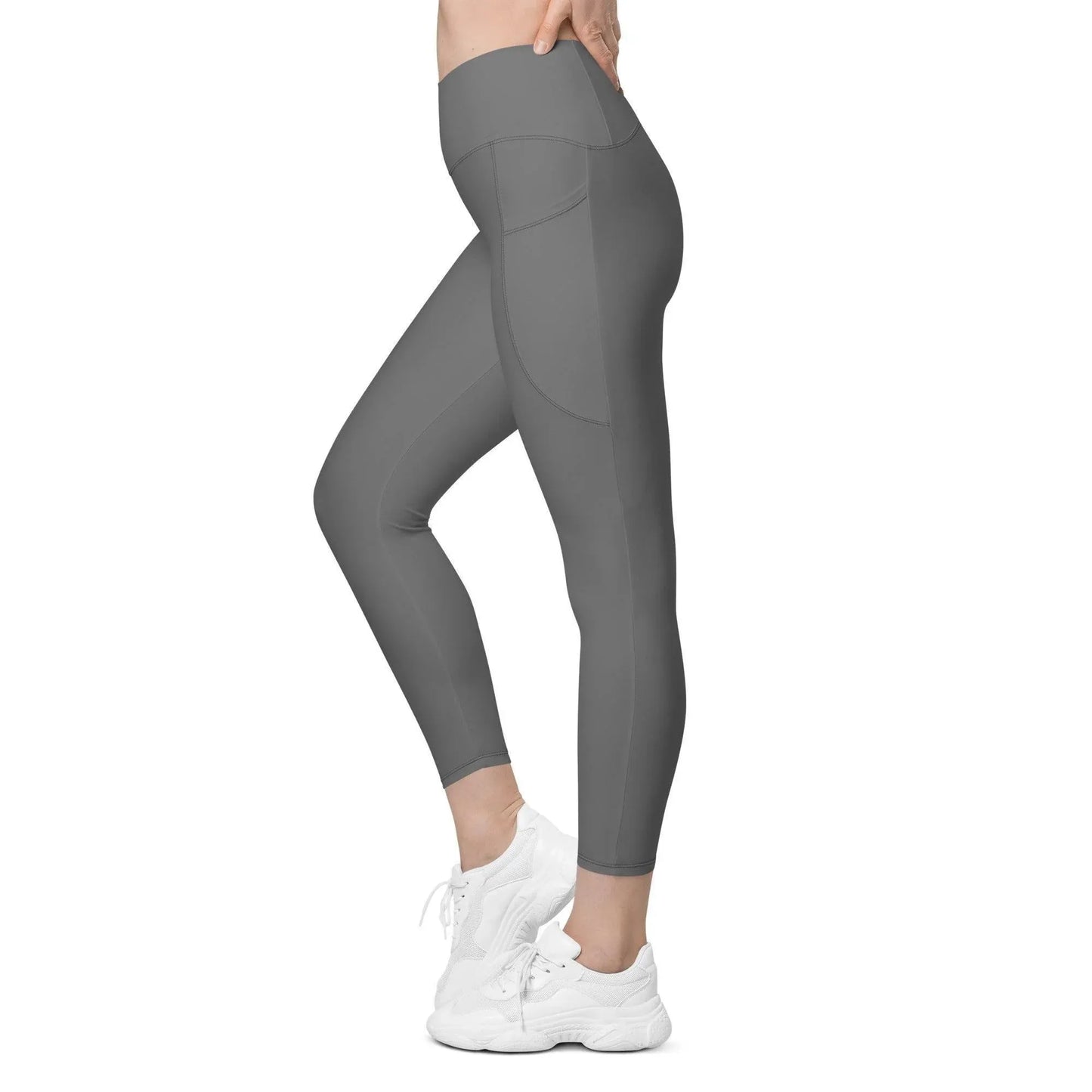 graue-damen-v-bund-leggings-mit-taschen-v-bund-leggings-jlr-design-3 - JLR Design