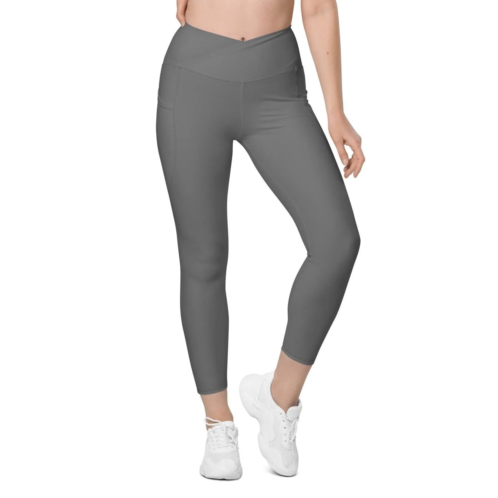 graue-damen-v-bund-leggings-mit-taschen-v-bund-leggings-jlr-design-5 - JLR Design