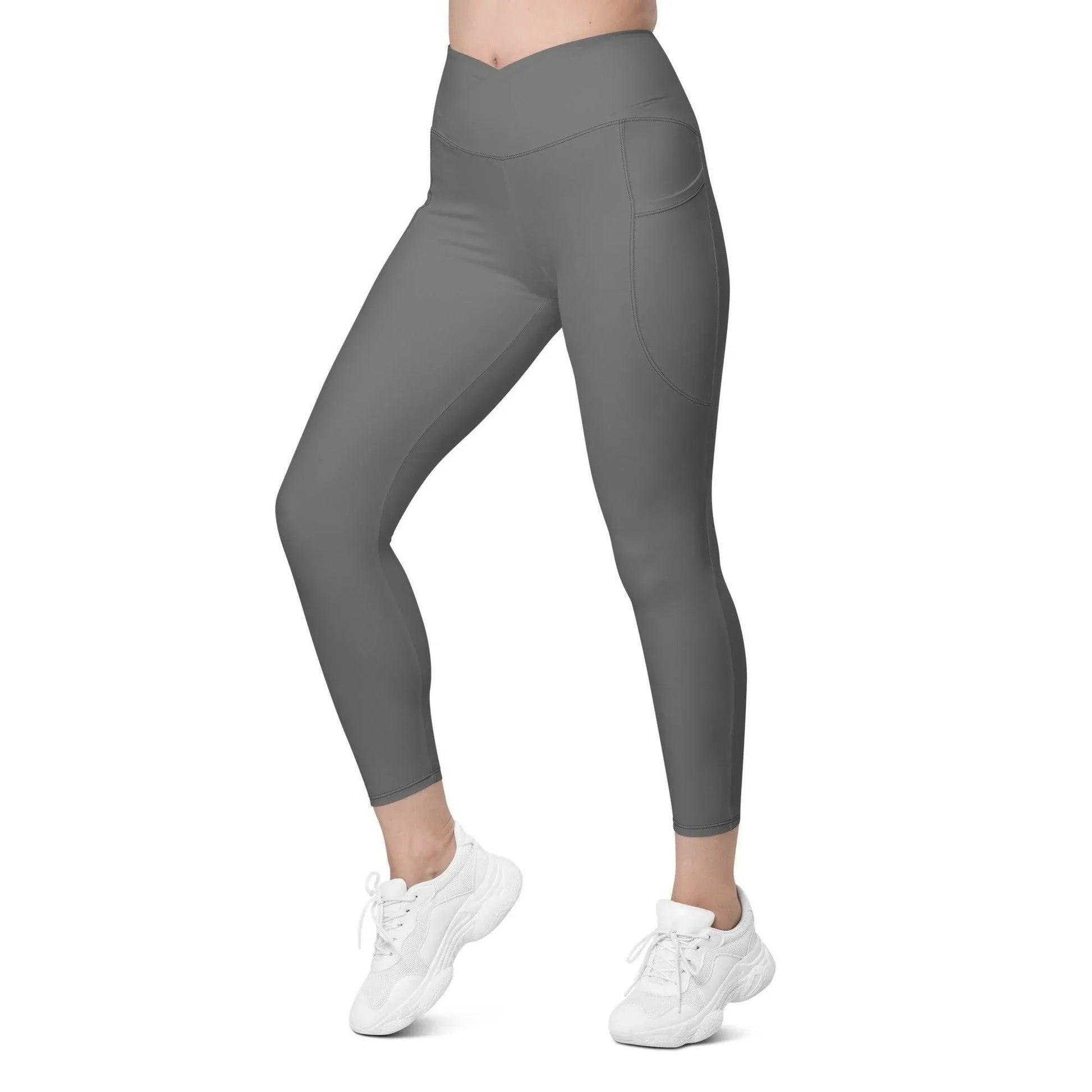 graue-damen-v-bund-leggings-mit-taschen-v-bund-leggings-jlr-design-7 - JLR Design