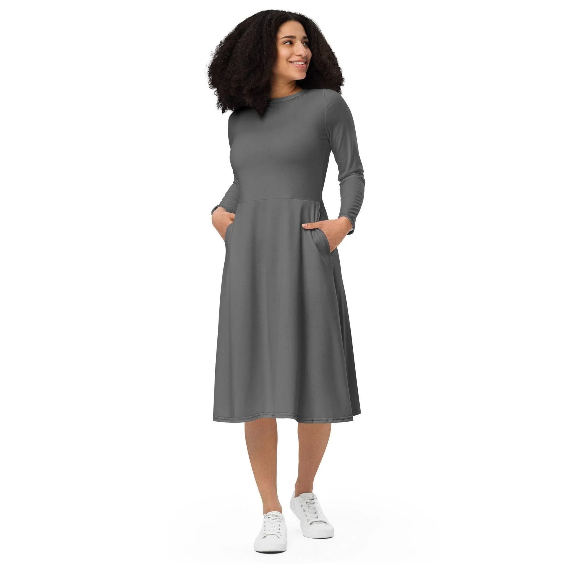 graues-langarmliges-midikleid-midikleid-jlr-design-1 - JLR Design