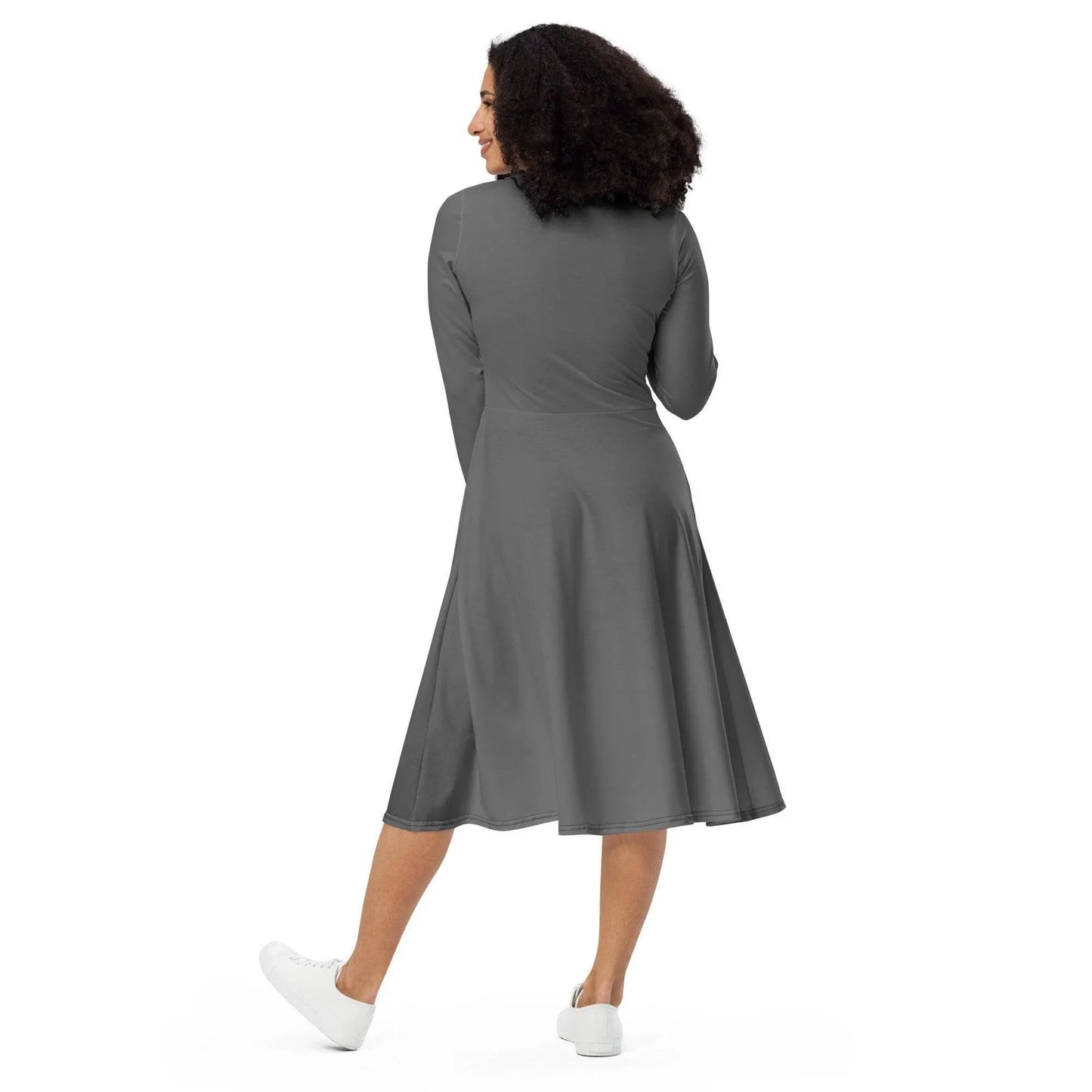 graues-langarmliges-midikleid-midikleid-jlr-design-2 - JLR Design