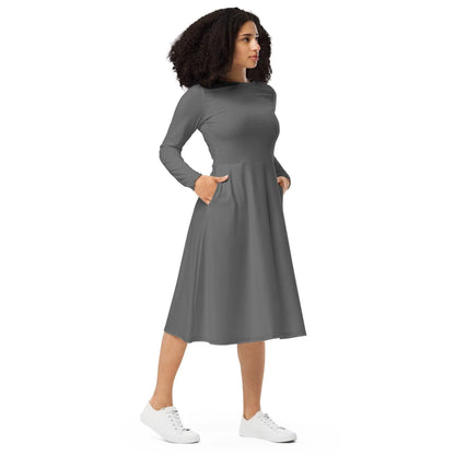 graues-langarmliges-midikleid-midikleid-jlr-design-3 - JLR Design