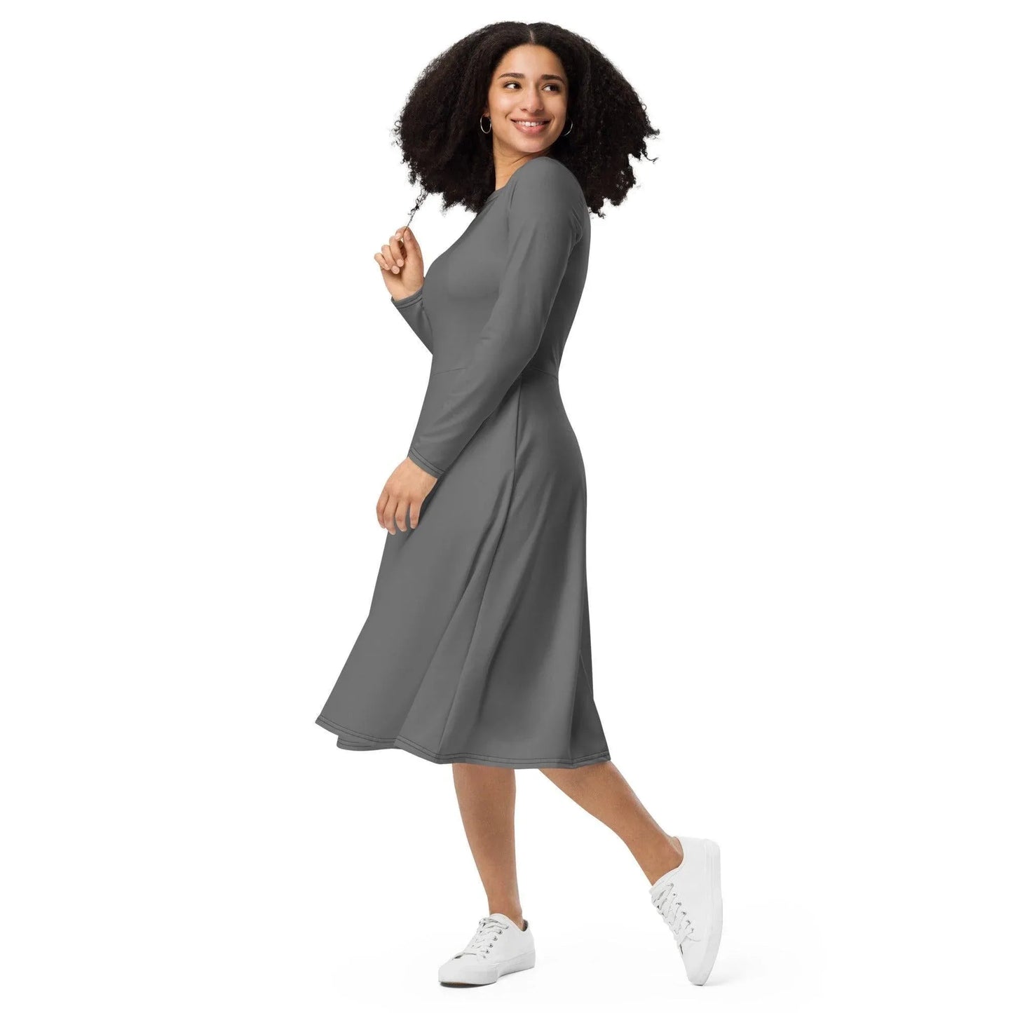 graues-langarmliges-midikleid-midikleid-jlr-design-4 - JLR Design