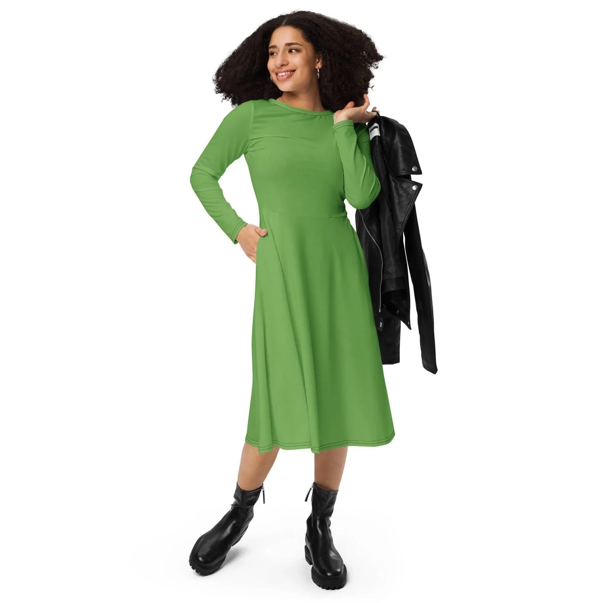 grunes-langarmliges-midikleid-midikleid-jlr-design-2 - JLR Design