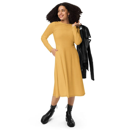 harvest-gold-langarmliges-midikleid-midikleid-jlr-design-1 - JLR Design