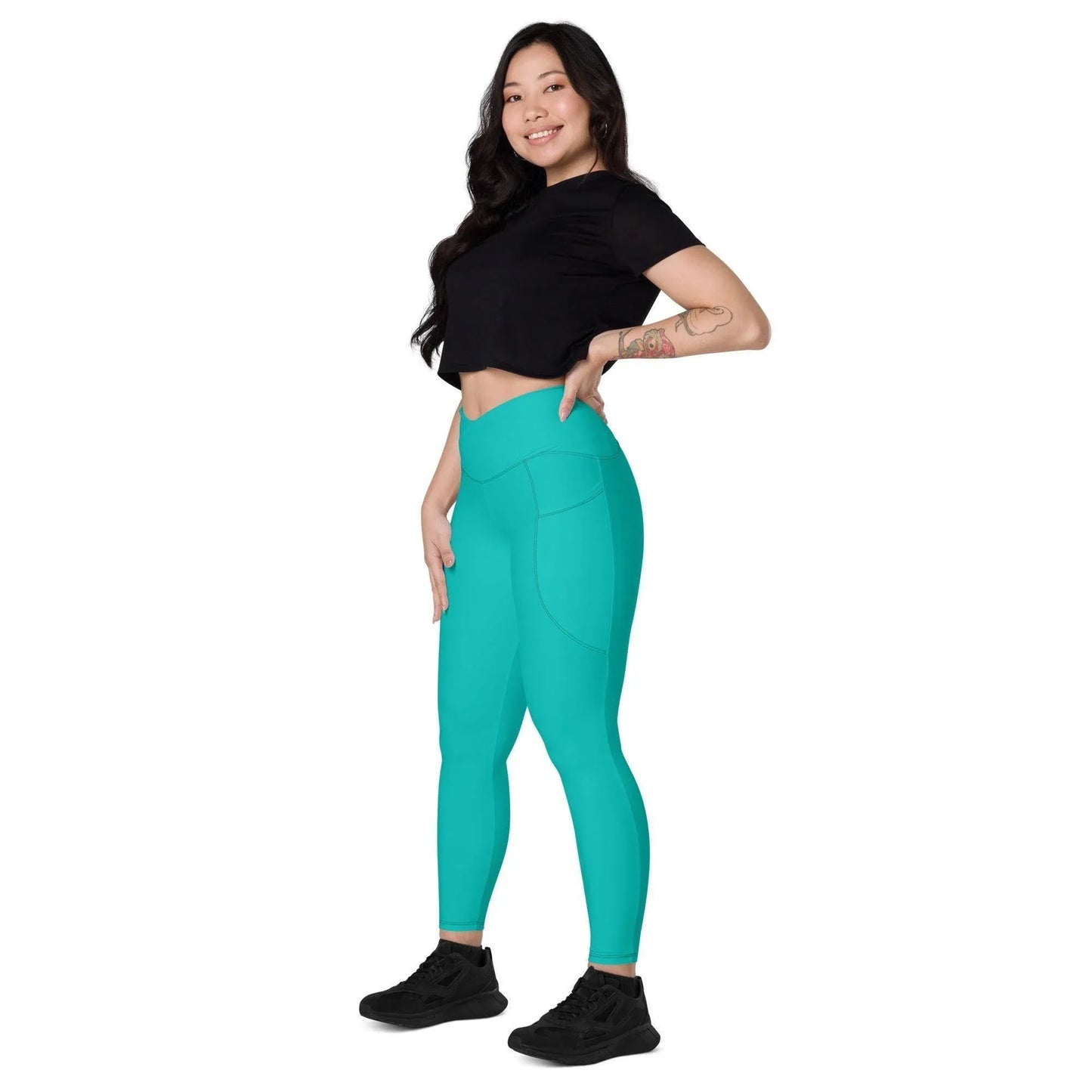 iris-blue-damen-v-bund-leggings-mit-taschen-v-bund-leggings-jlr-design-1 - JLR Design