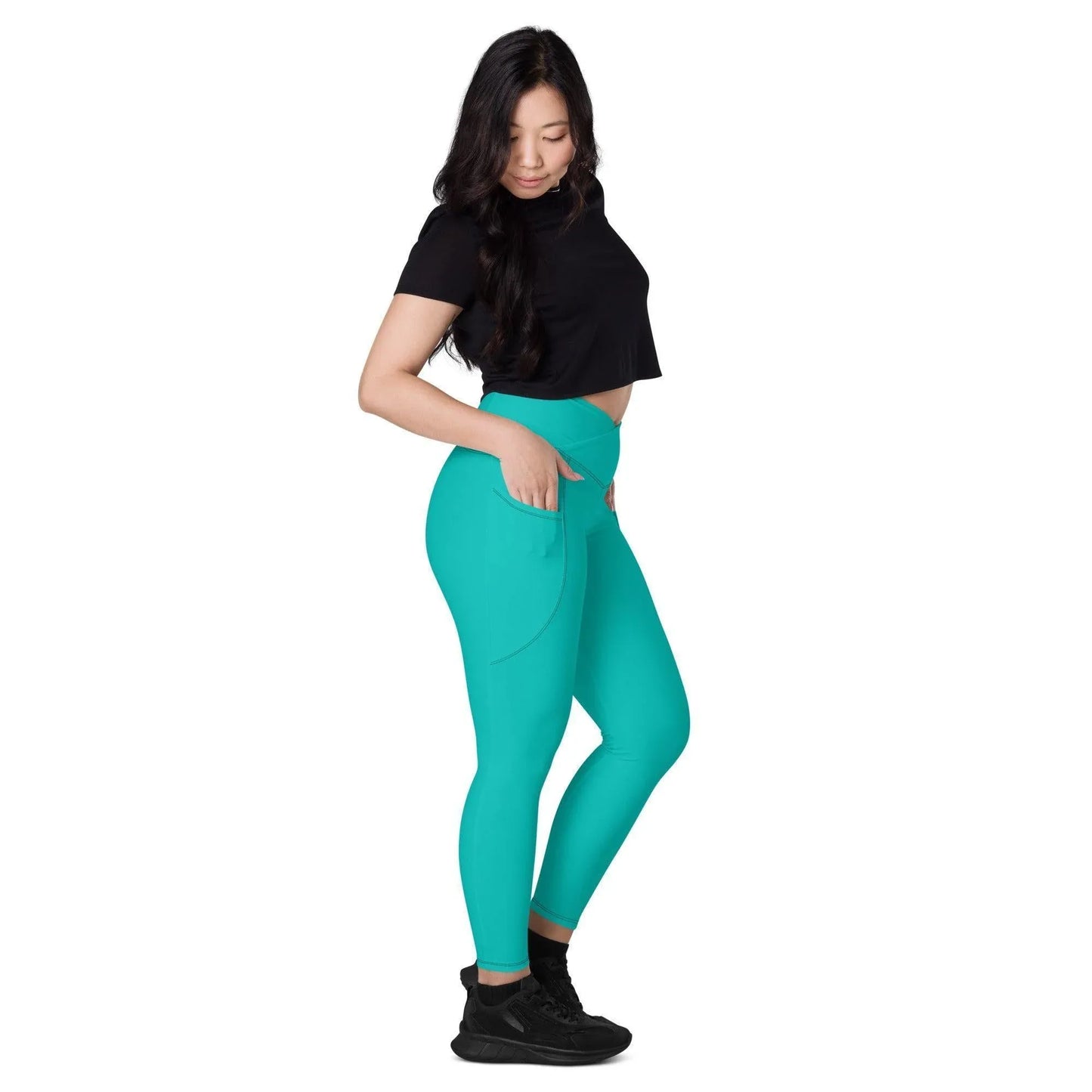 iris-blue-damen-v-bund-leggings-mit-taschen-v-bund-leggings-jlr-design-3 - JLR Design
