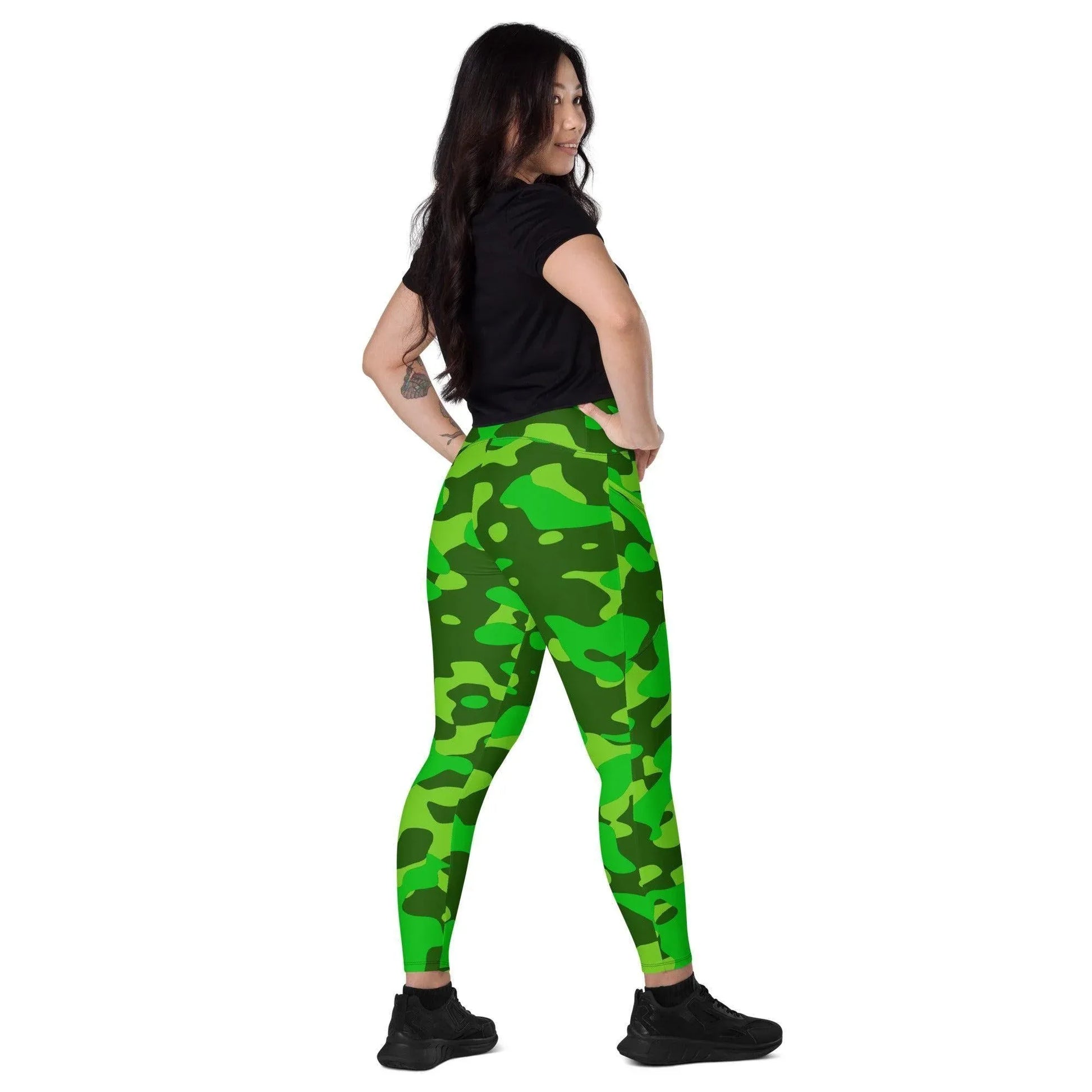 lime-green-camouflage-damen-v-bund-leggings-mit-taschen-v-bund-leggings-jlr-design-2 - JLR Design