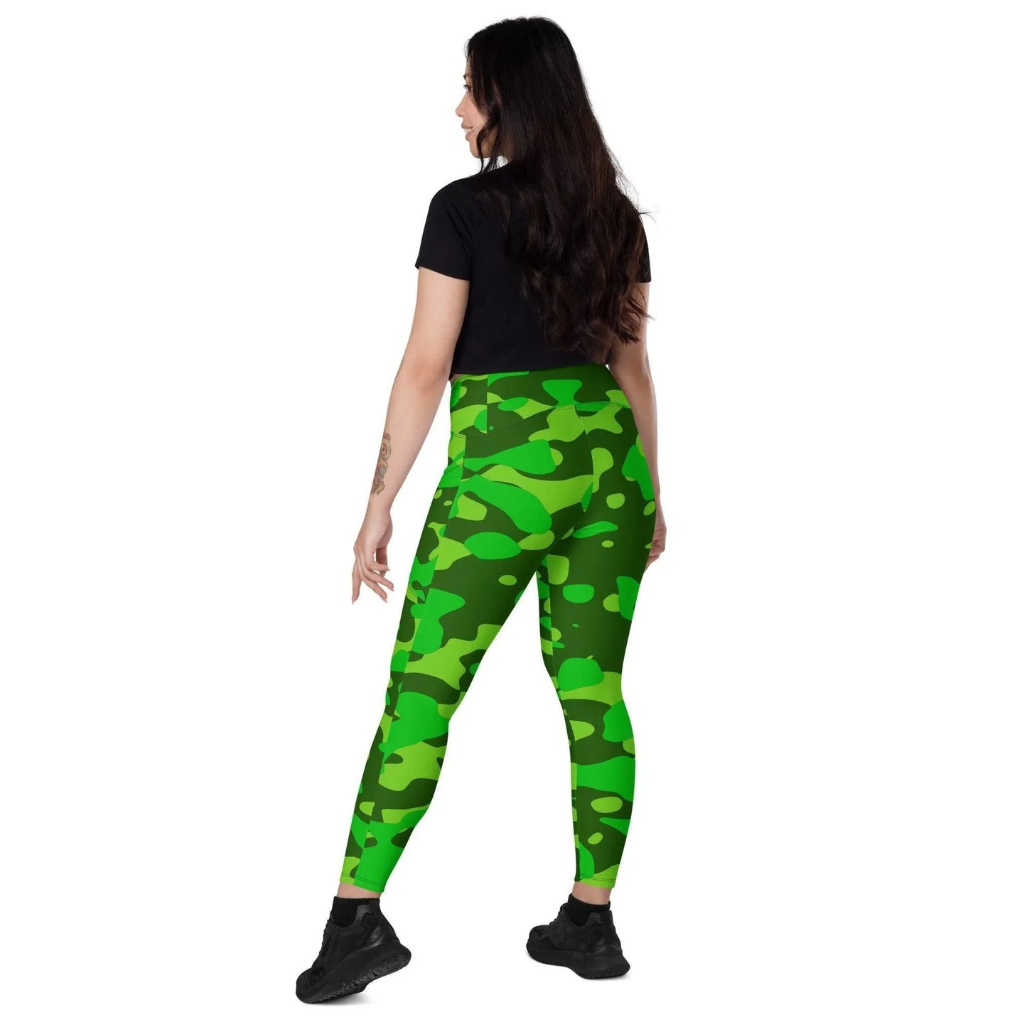 lime-green-camouflage-damen-v-bund-leggings-mit-taschen-v-bund-leggings-jlr-design-4 - JLR Design