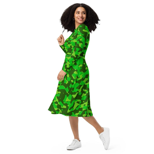 lime-green-camouflage-langarmliges-midikleid-midikleid-jlr-design-1 - JLR Design