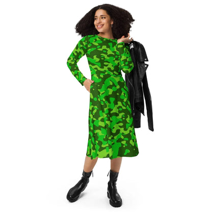lime-green-camouflage-langarmliges-midikleid-midikleid-jlr-design-2 - JLR Design