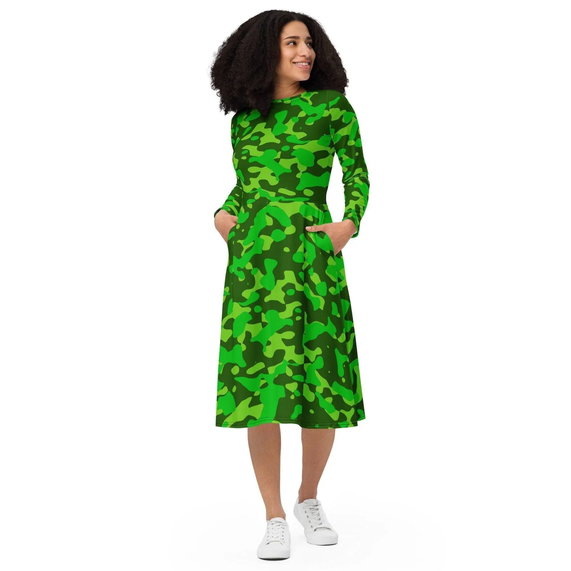 lime-green-camouflage-langarmliges-midikleid-midikleid-jlr-design-4 - JLR Design