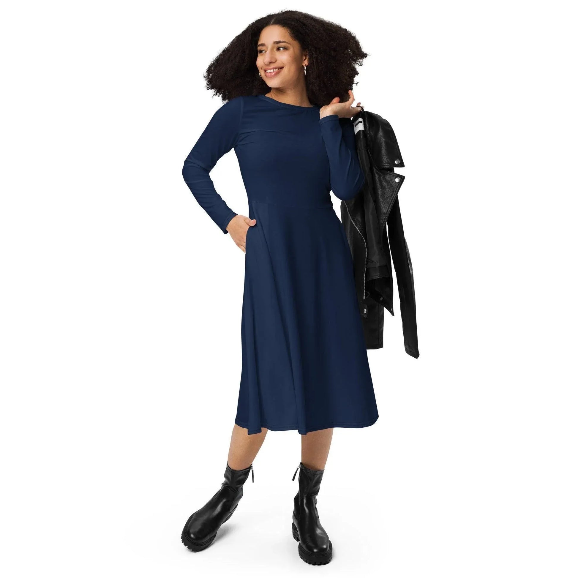 navy-langarmliges-midikleid-midikleid-jlr-design-2 - JLR Design