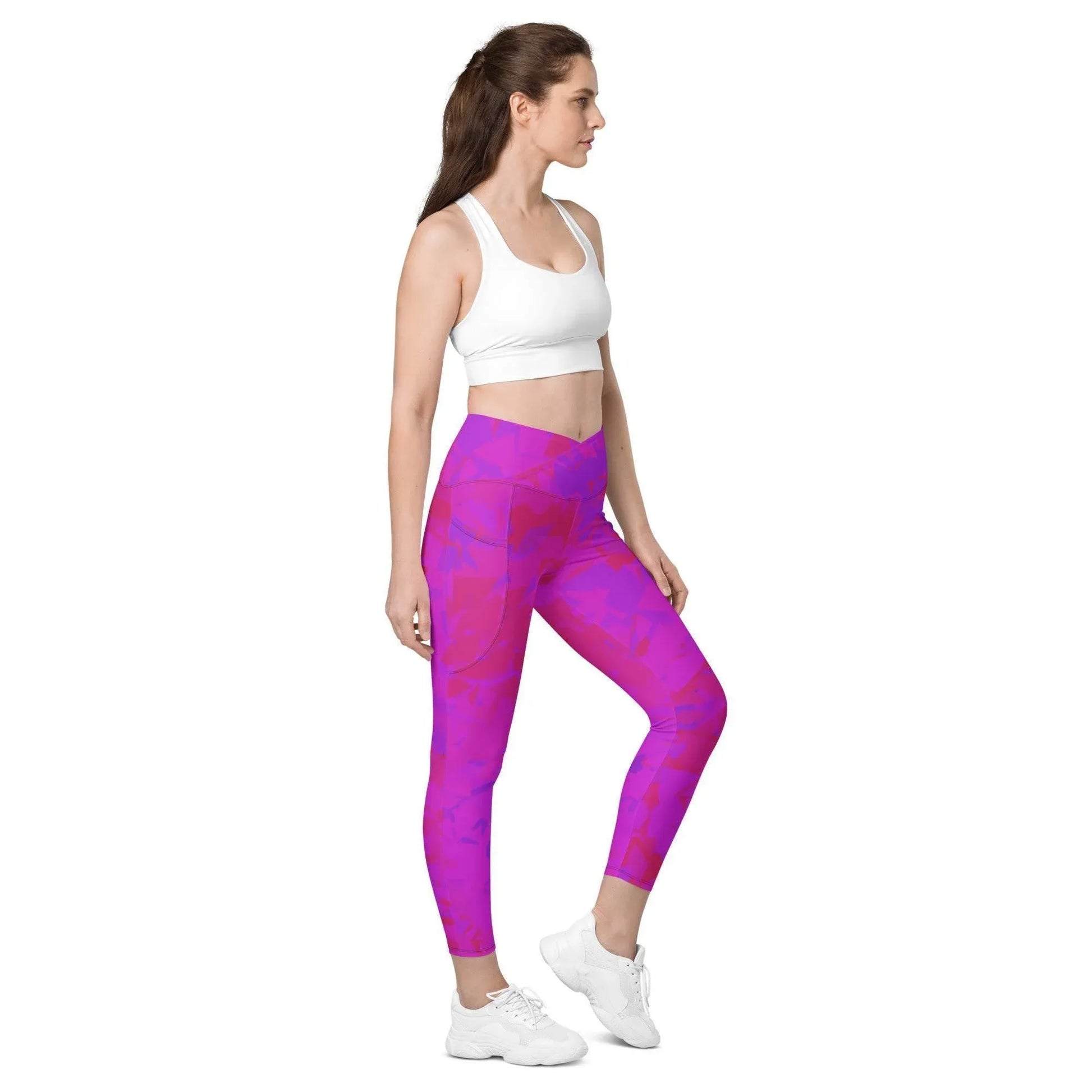 pink-crystal-damen-v-bund-leggings-mit-taschen-v-bund-leggings-jlr-design-2 - JLR Design