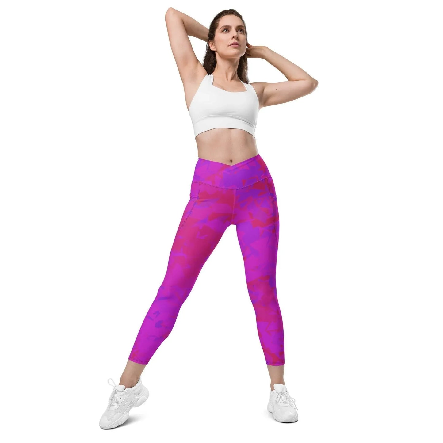 pink-crystal-damen-v-bund-leggings-mit-taschen-v-bund-leggings-jlr-design-3 - JLR Design