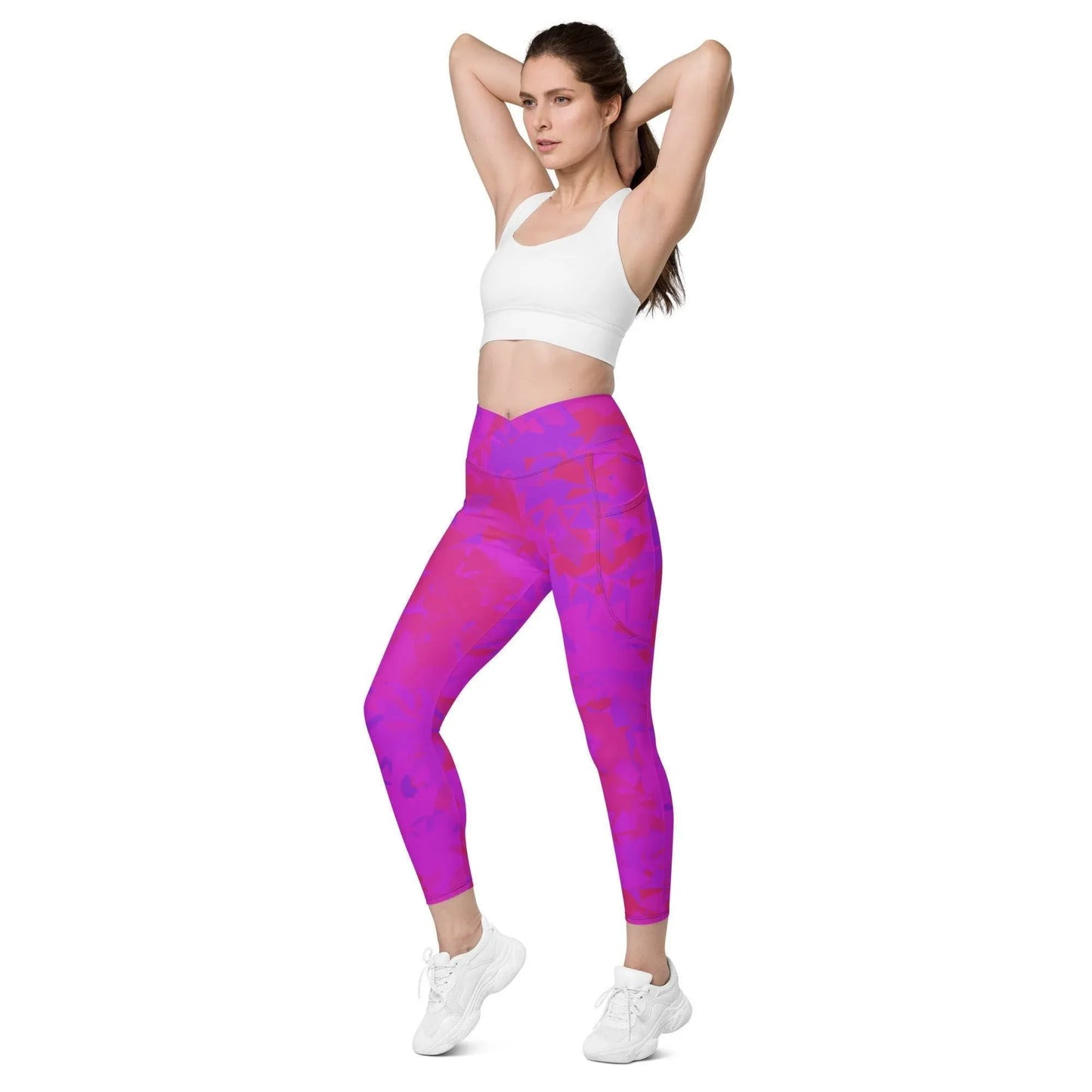 pink-crystal-damen-v-bund-leggings-mit-taschen-v-bund-leggings-jlr-design-9 - JLR Design
