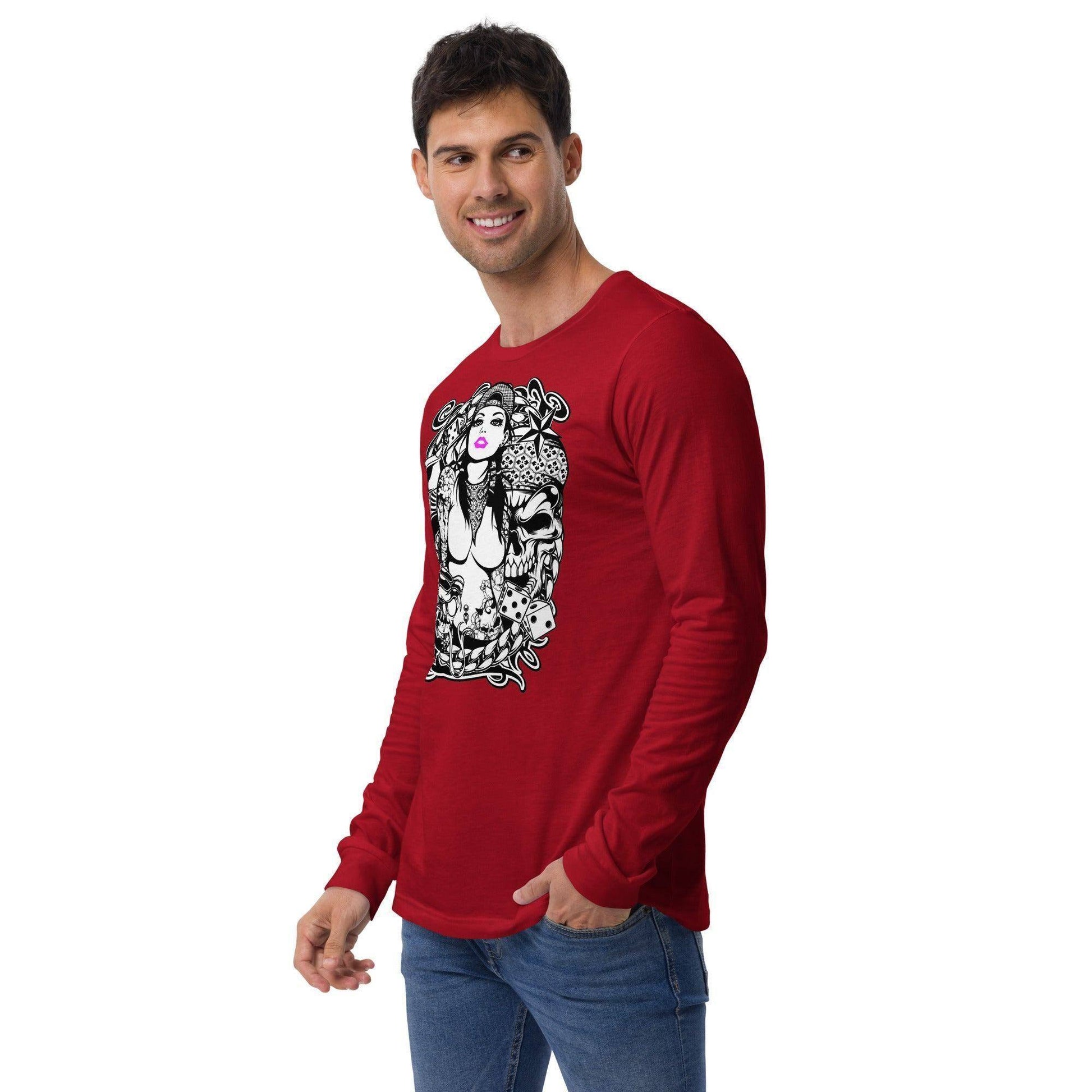 pink-lips-langarmshirt-langarmshirt-jlr-design-11 - JLR Design