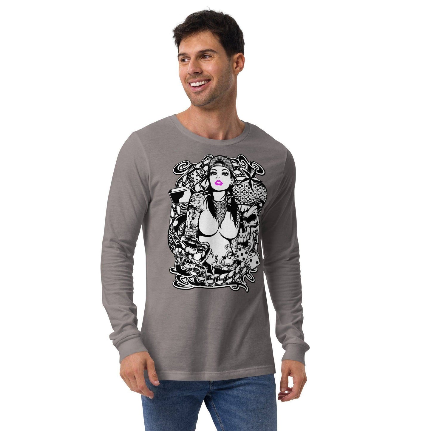 pink-lips-langarmshirt-langarmshirt-jlr-design-23 - JLR Design