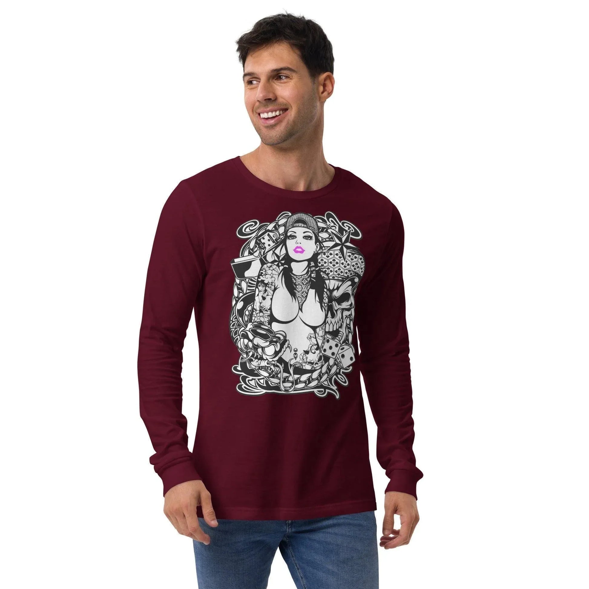 pink-lips-langarmshirt-langarmshirt-jlr-design-8 - JLR Design