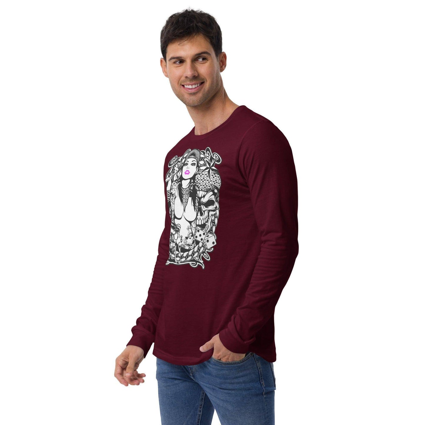 pink-lips-langarmshirt-langarmshirt-jlr-design-9 - JLR Design
