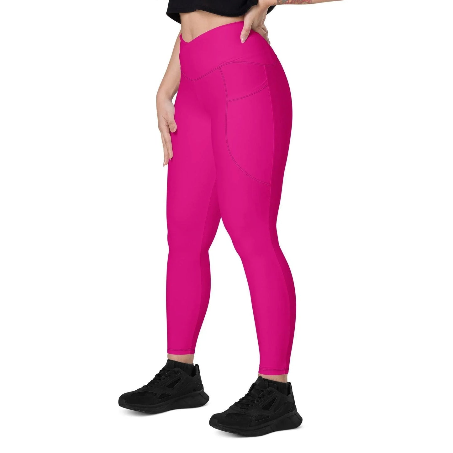 pinke-damen-v-bund-leggings-mit-taschen-v-bund-leggings-jlr-design-6 - JLR Design