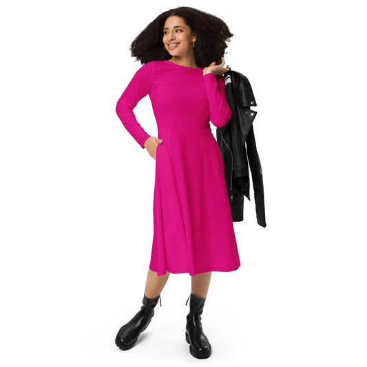pinkes-langarmliges-midikleid-midikleid-jlr-design-1 - JLR Design