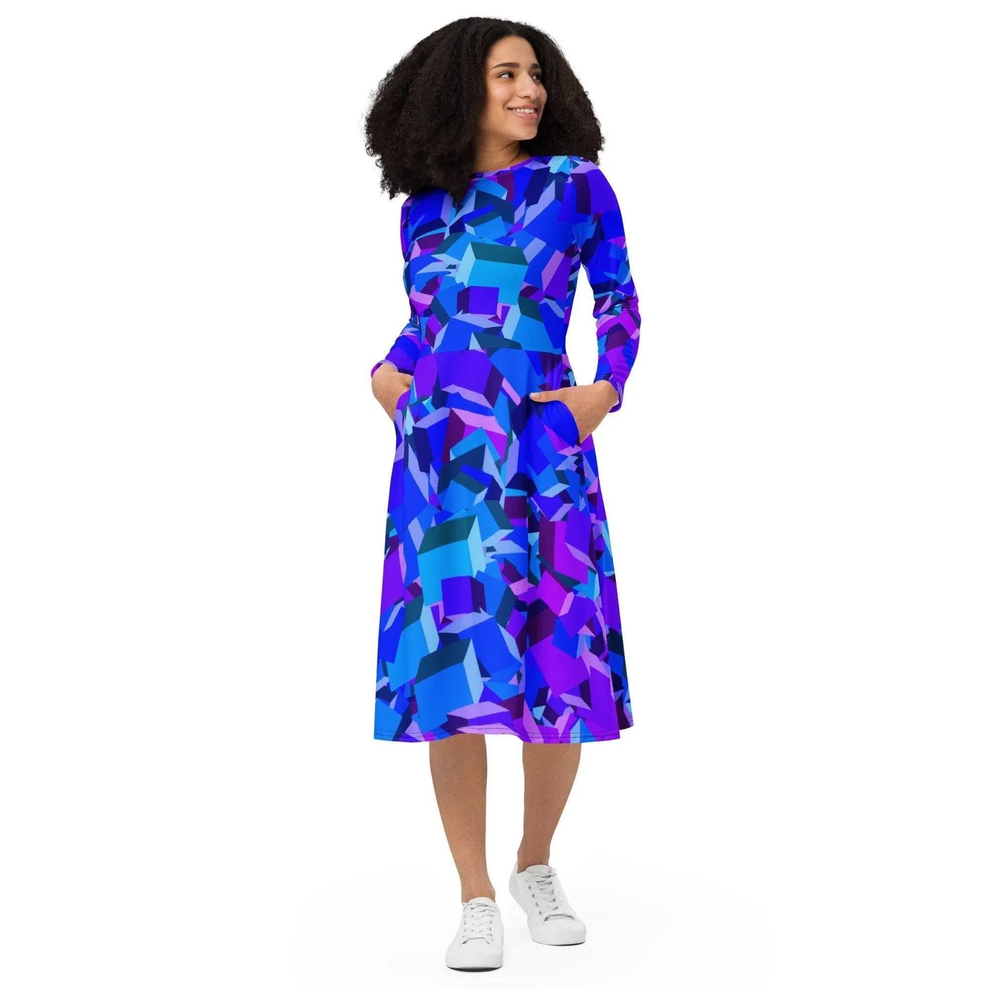 purple-cube-langarmliges-midikleid-midikleid-jlr-design-2 - JLR Design