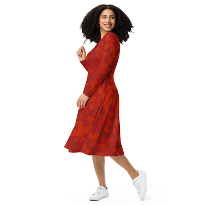 red-camouflage-langarmliges-midikleid-midikleid-jlr-design-6 - JLR Design