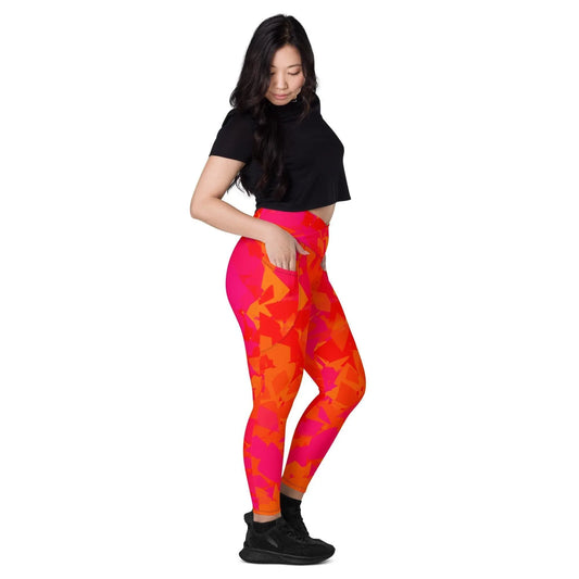 red-crystal-damen-v-bund-leggings-mit-taschen-v-bund-leggings-jlr-design-1 - JLR Design
