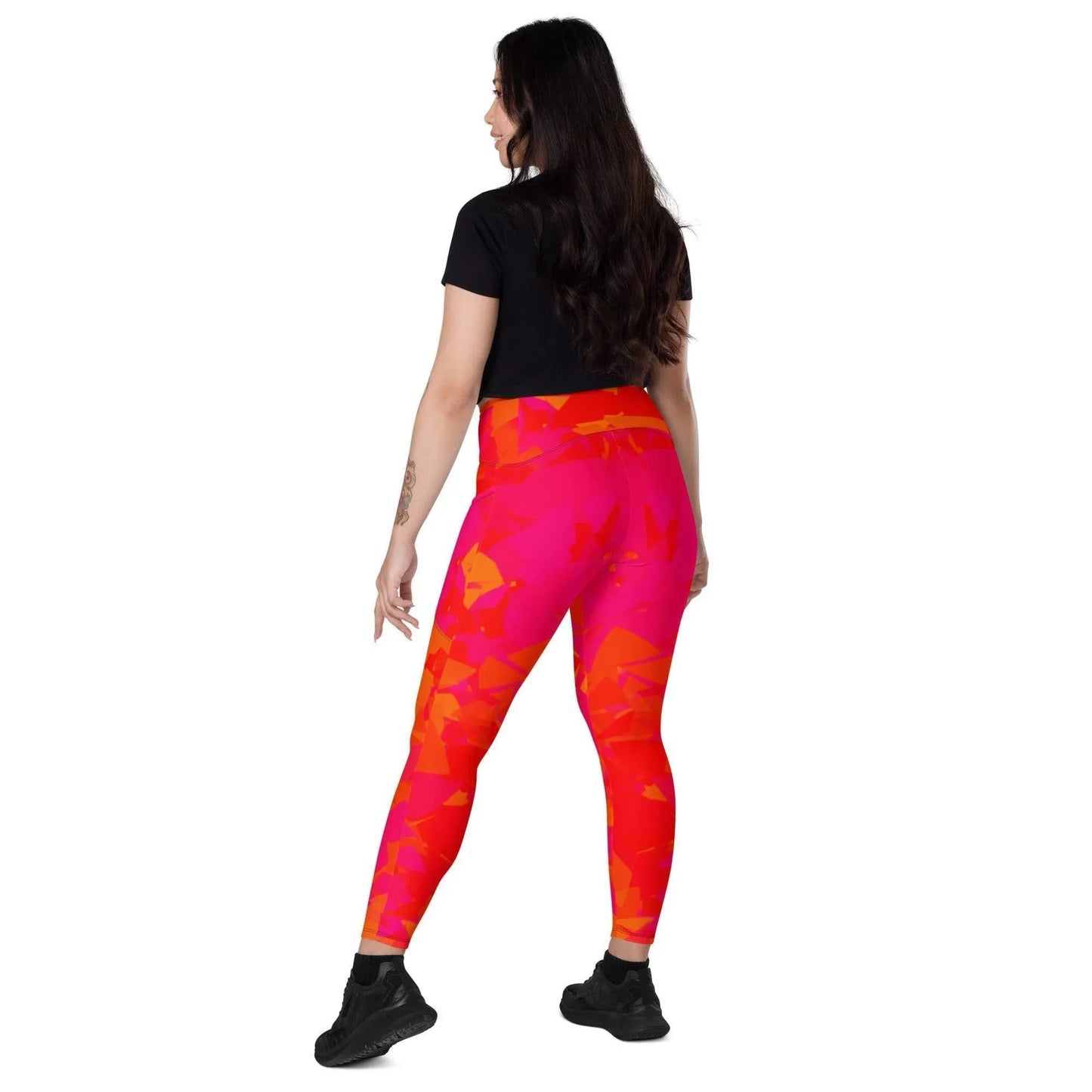 red-crystal-damen-v-bund-leggings-mit-taschen-v-bund-leggings-jlr-design-4 - JLR Design