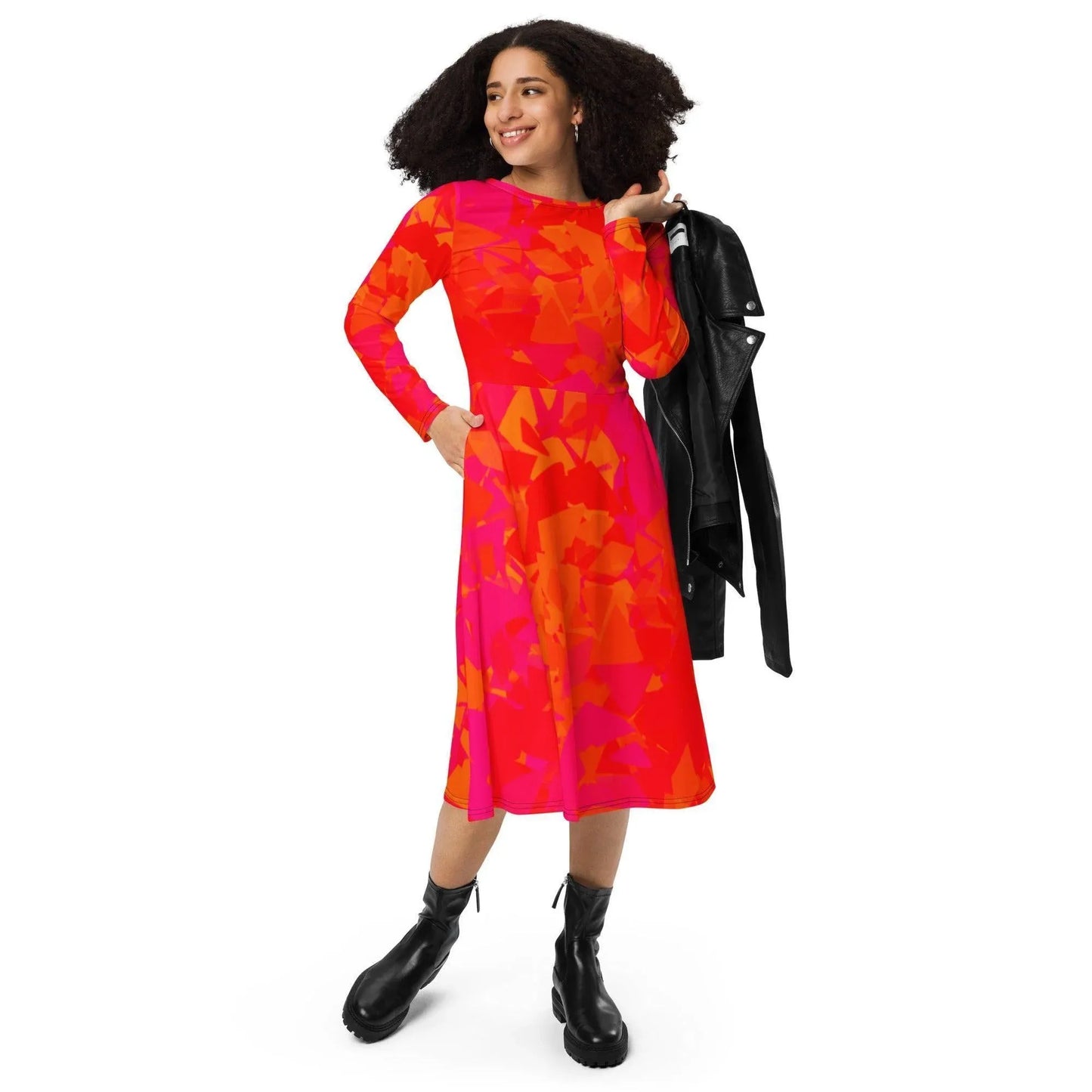 red-crystal-langarmliges-midikleid-midikleid-jlr-design-2 - JLR Design