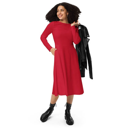 rotes-langarmliges-midikleid-midikleid-jlr-design-1 - JLR Design