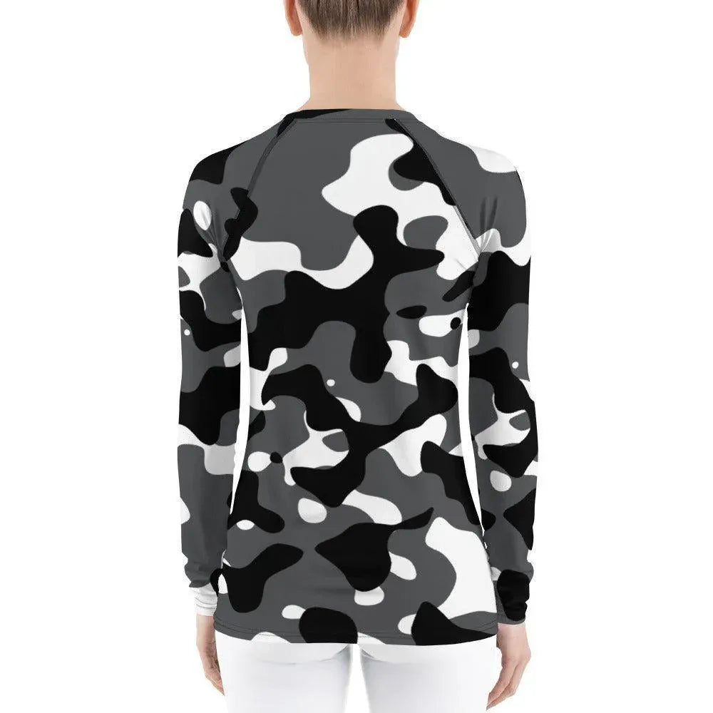 schwarz-grau-weiss-camouflage-damen-rash-guard-rash-guard-jlr-design-2 - JLR Design