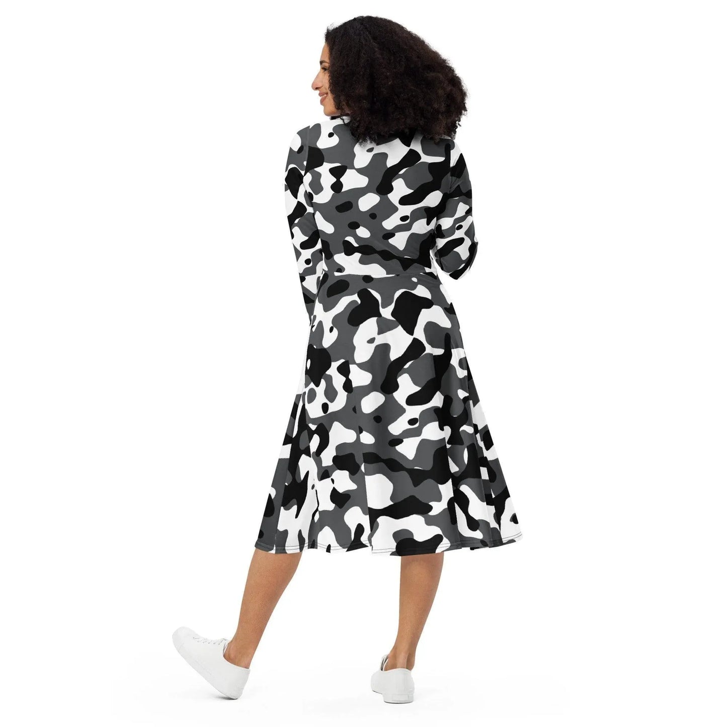 schwarz-grau-weiss-camouflage-langarmliges-midikleid-midikleid-jlr-design-3 - JLR Design