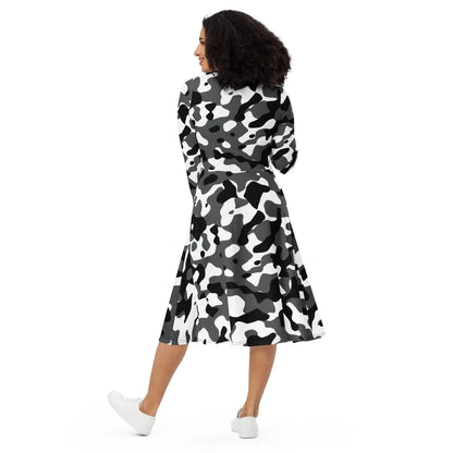 schwarz-grau-weiss-camouflage-langarmliges-midikleid-midikleid-jlr-design-3 - JLR Design