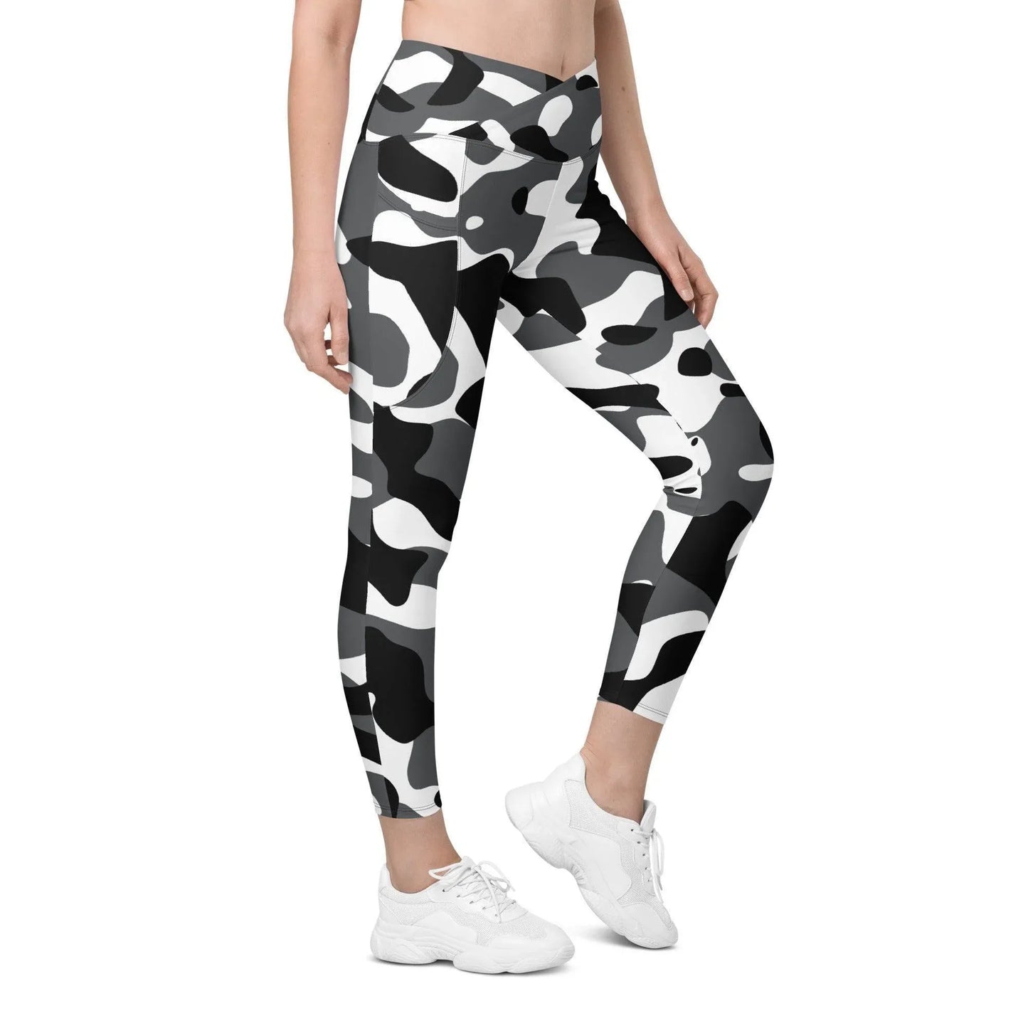 schwarz-grau-weiss-damen-v-bund-leggings-mit-taschen-v-bund-leggings-jlr-design-2 - JLR Design