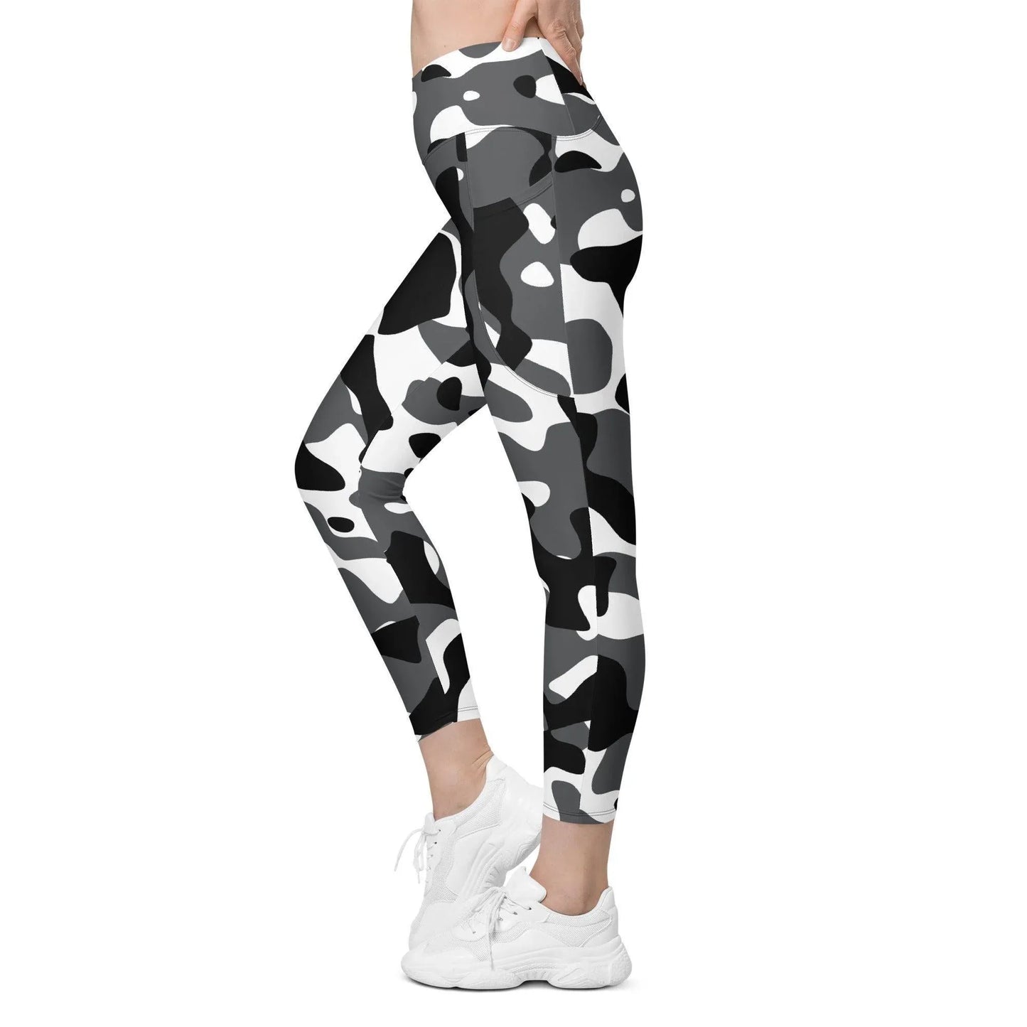 schwarz-grau-weiss-damen-v-bund-leggings-mit-taschen-v-bund-leggings-jlr-design-4 - JLR Design