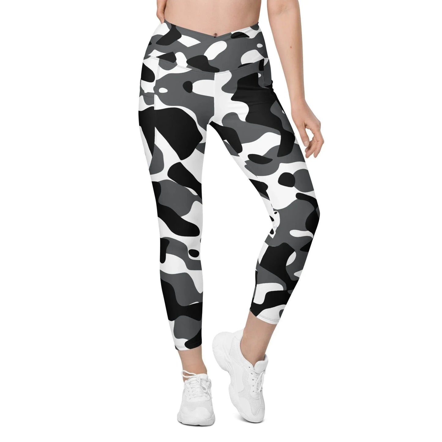 schwarz-grau-weiss-damen-v-bund-leggings-mit-taschen-v-bund-leggings-jlr-design-6 - JLR Design
