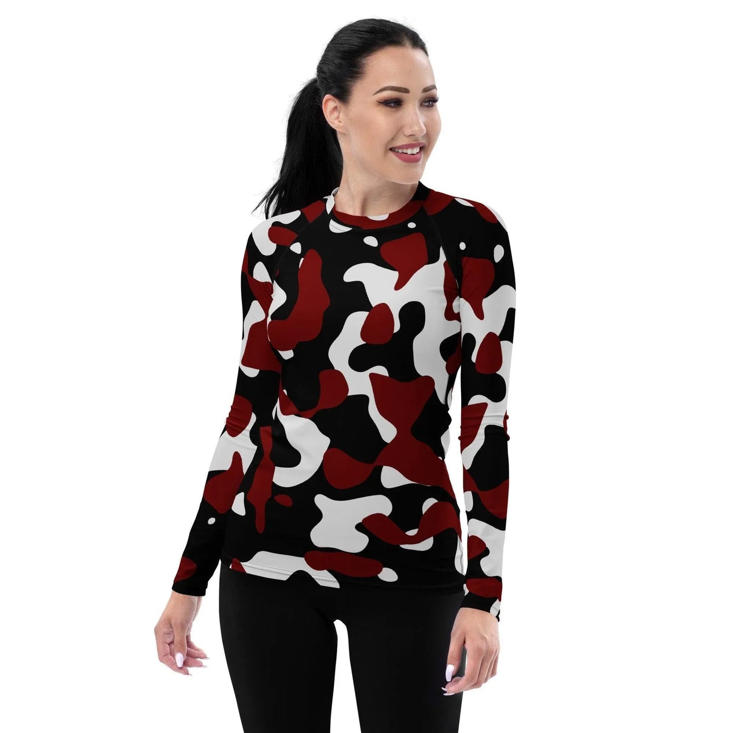 schwarz-rot-weiss-camouflage-damen-rash-guard-rash-guard-jlr-design-1 - JLR Design