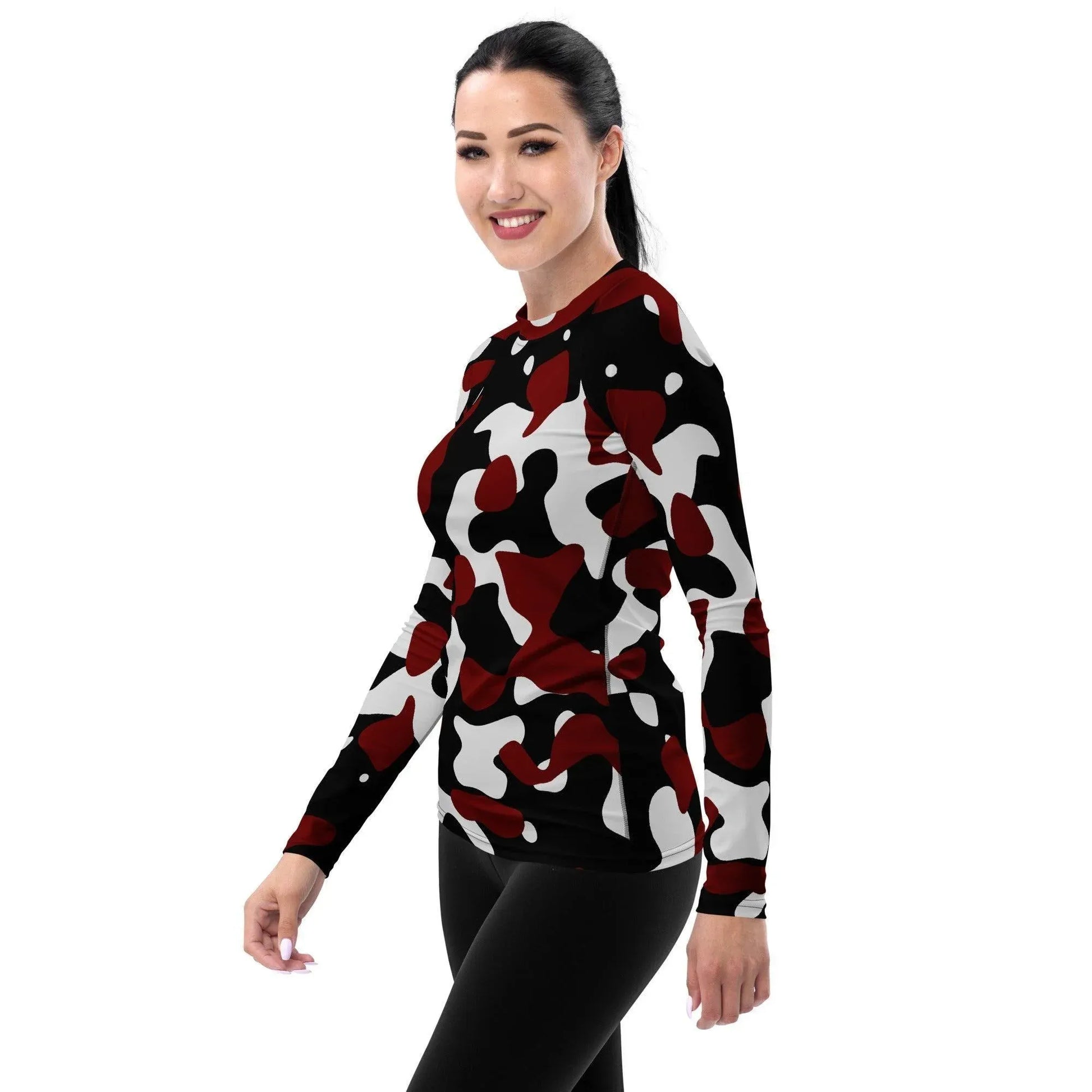 schwarz-rot-weiss-camouflage-damen-rash-guard-rash-guard-jlr-design-3 - JLR Design