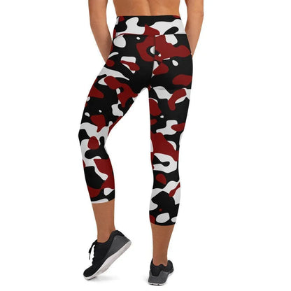 schwarz-rot-weiss-camouflage-damen-yoga-capri-leggings-yoga-capri-leggings-jlr-design-4 - JLR Design