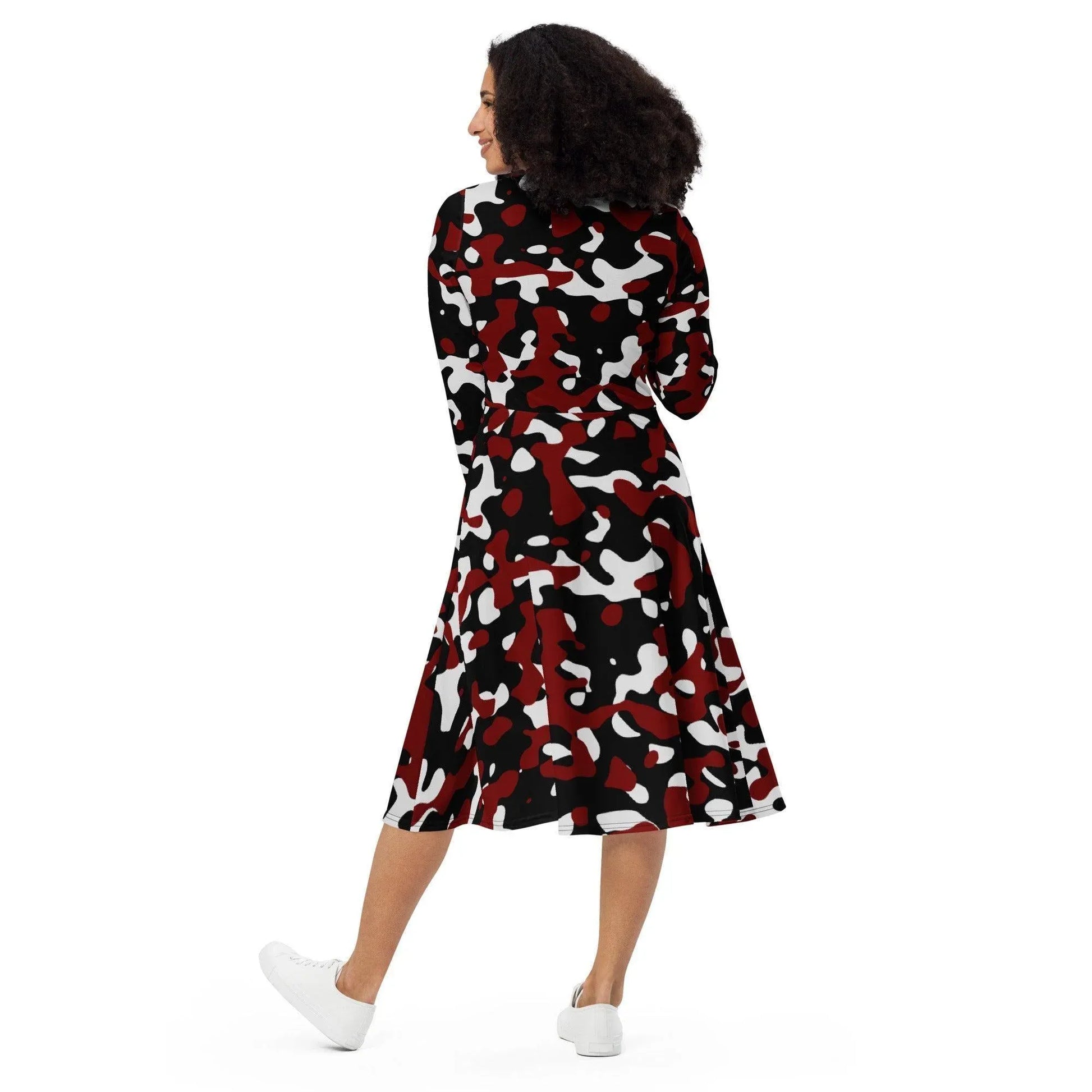 schwarz-rot-weiss-camouflage-langarmliges-midikleid-midikleid-jlr-design-3 - JLR Design