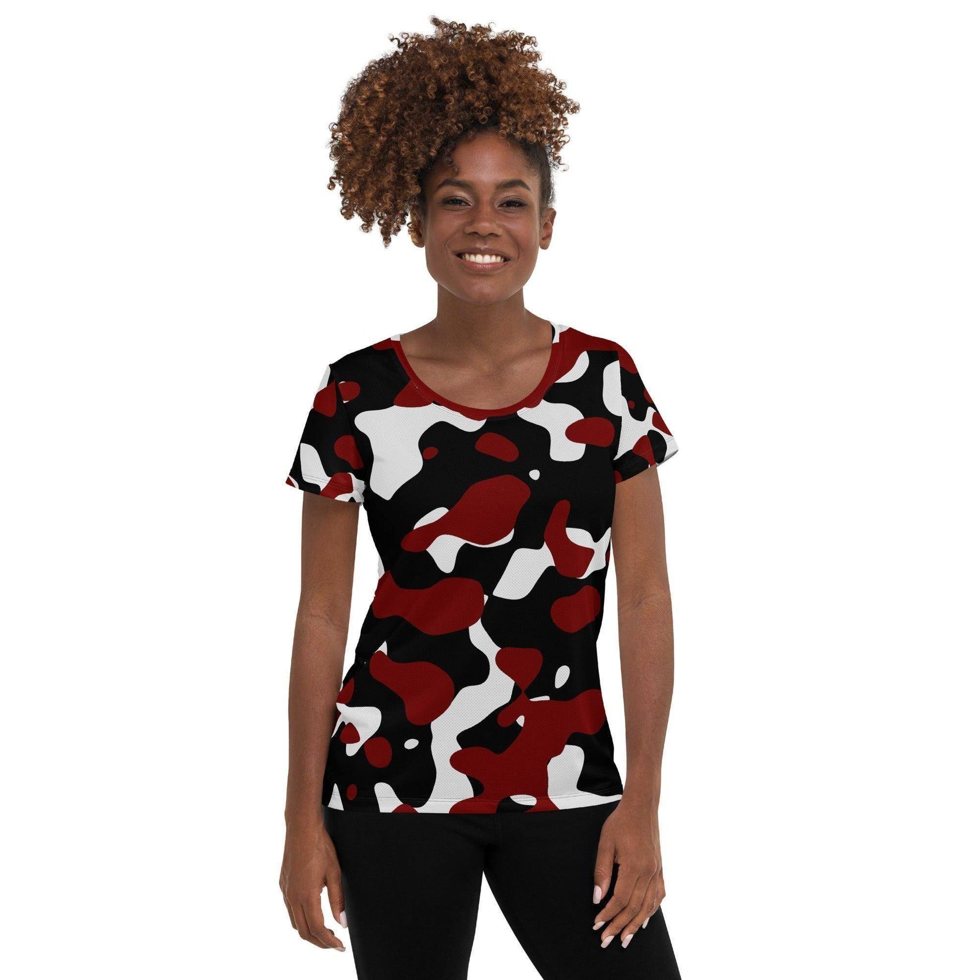 schwarz-rot-weiss-camouflage-sport-t-shirt-fur-damen-sport-t-shirt-jlr-design-1 - JLR Design