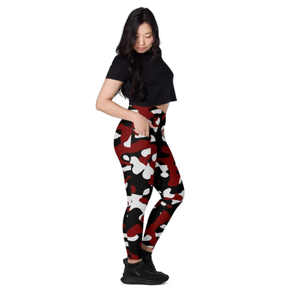 schwarz-rot-weiss-damen-v-bund-leggings-mit-taschen-v-bund-leggings-jlr-design-1 - JLR Design