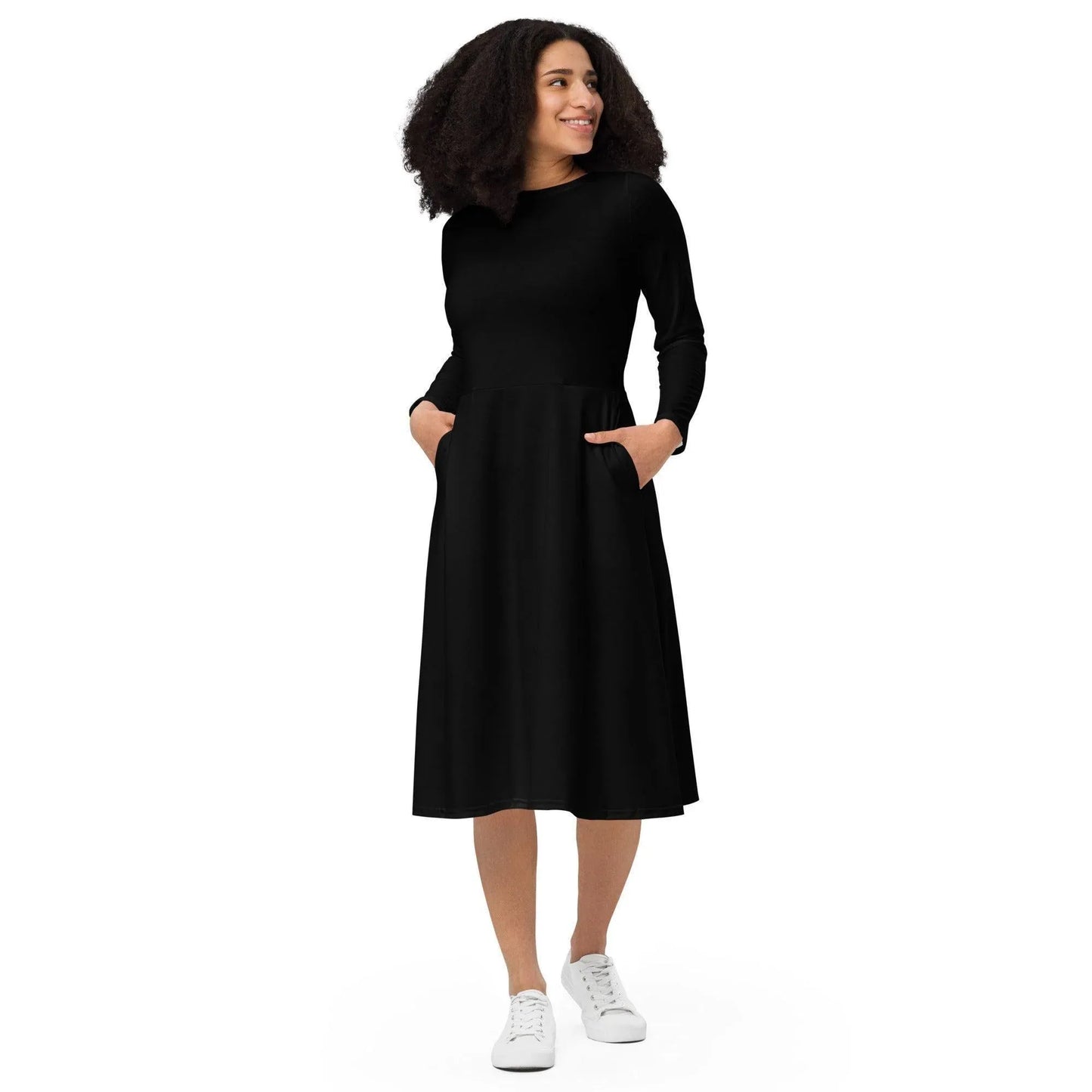 schwarzes-langarmliges-midikleid-midikleid-jlr-design-1 - JLR Design